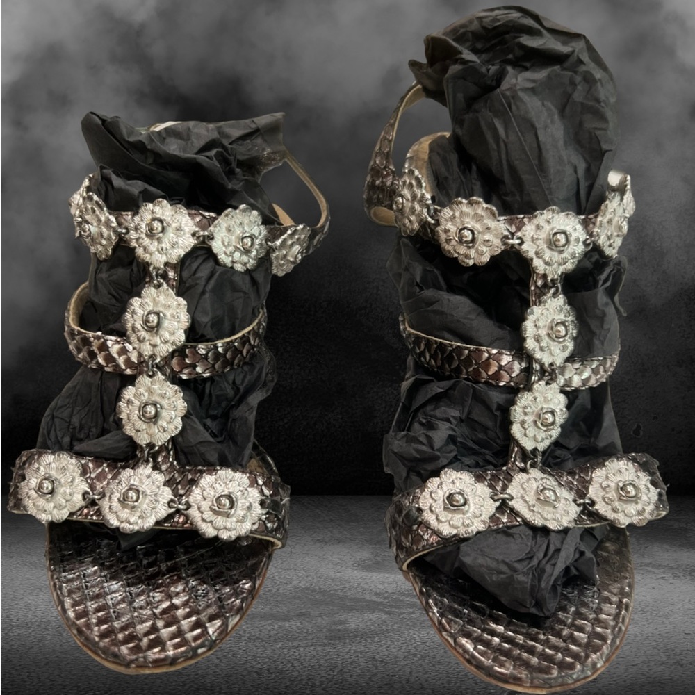 Chanel sandals exotic skin/ cork heel